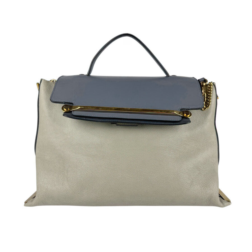 Chloe Claire Shoulder Bag Gray Blue Leather